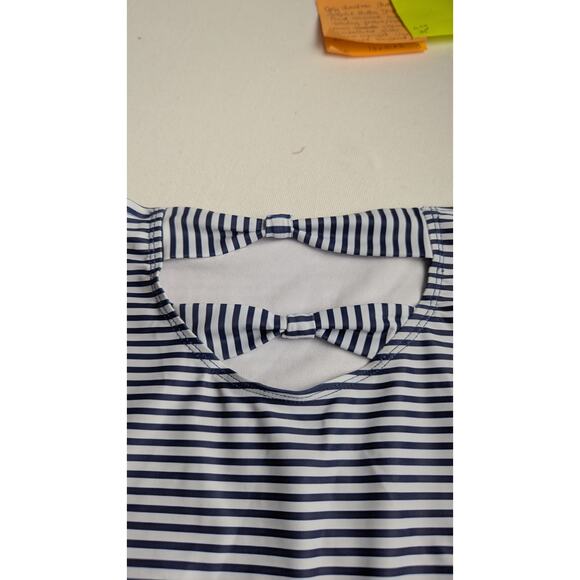 L Mandala Tankini - Navy + white Halter tie Hi Waisted Striped Bikini Set NWOT - Picture 2 of 7